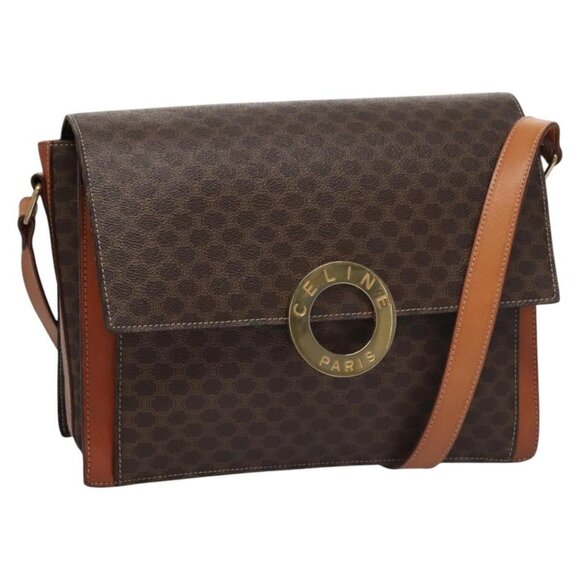 CELINE Macadam Canvas Shoulder Bag PVC Leather Brown Auth 110507 - Picture 1 of 16